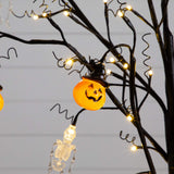 5' Pre-Lit Artificial Halloween Pumpkins and Skulls Ornament Tree with 72 Warm White LED Lights