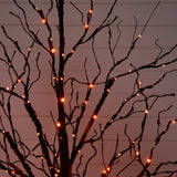 5' Pre-Lit Halloween Black Twig Artificial Tree with 240 Orange & Purple LED Lights