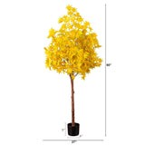 5' Pre-Lit Yellow Autumn Maple Artifical Fall Tree with 250 Warm White LED Lights