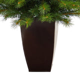 5’ Green Valley Pine Artificial Christmas Tree with 100 Warm White LED Lights and 201 Bendable Branches in Bronze Metal Planter