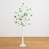 5' Pre-Lit Artificial Blooming Easter Egg Twig Tree with 18 Warm White LED Lights