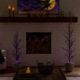 5' Pre-Lit Artificial Halloween Black Spooky Twig Tree with 200 Orange & Purple Copper Wire String LED Lights