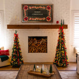 5' Pre-Lit Artificial Pop up Christmas Tree with Red & Gold Ornaments, Ribbons and 100 Warm White LED Lights