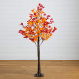 5' Pre-Lit Bright Autumn Eucalyptus Artificial Fall Tree with 300 Warm White LED Lights