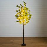 5' Pre-Lit Green Autumn Oak Artificial Fall Tree with 200 Warm White LED Lights