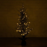 5’ Pre-Lit Halloween Black Twig Artificial Fall Tree in Burlap Planter with 85 Warm White LED Lights