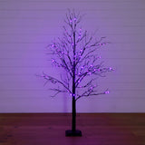 5' Pre-Lit Halloween Black Twig Artificial Tree with 240 Orange & Purple LED Lights