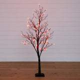 5’ Pre-Lit Halloween Deluxe Black Twig Artificial Tree with 102 Orange & Purple LED Lights
