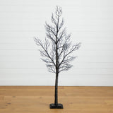 5' Pre-Lit Halloween Minimalist Twig Artificial Fall Tree with 240 Orange & Purple LED Lights
