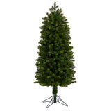 5’ Slim Colorado Mountain Spruce Artificial Christmas Tree with 250 (Multifunction) Lights with Instant Connect