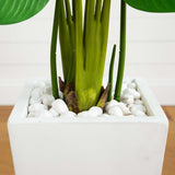 5’ Traveler's Palm Artificial Tree in Tall White Planter