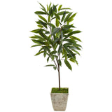 50” Ficus Artificial Plant in Country White Planter