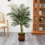 50” Golden Cane Artificial Palm Tree in Metal Planter