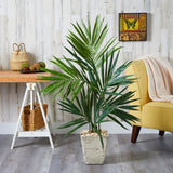 50” Kentia Artificial Palm Tree in Country White Planter