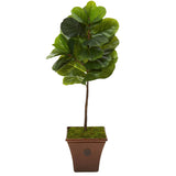 51” Fiddle Leaf Artificial Tree in Brown Planter (Real Touch)