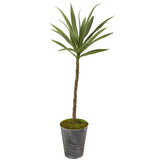 51” Yucca Artificial Plant in Decorative Tin Planter