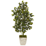 52” Ficus Artificial Tree in Country White Planter