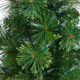 52” Green Pencil Artificial Christmas Tree with 100 Clear (Multifunction) LED Lights and 140 Bendable Branches in Sand Colored Urn