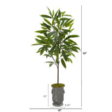 53” Ficus Artificial Plant in Vintage Metal Planter