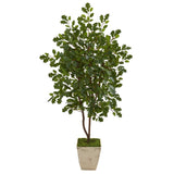 53” Oak Artificial Tree in Country White Planter