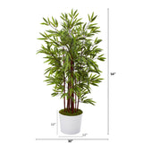 54” Bamboo Artificial Tree in White Tin Planter