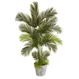 5.5' Areca Palm Artificial Tree in Decorative Tin Bucket