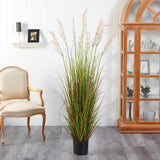 5.5’ Plum Grass Artificial Plant with Multicolored Grass