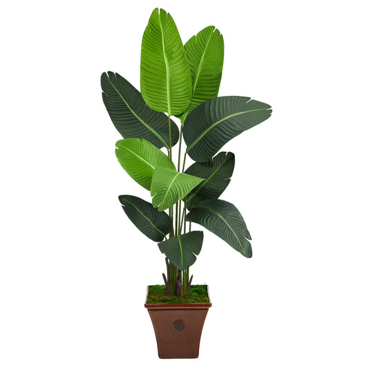5.5’ Traveler's Palm Artificial Tree in Brown Planter