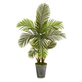 57” Areca Palm Artificial Tree in Decorative Tin Planter