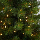 57” Green Valley Pine Artificial Christmas Tree with 100 Warm White LED Lights and 201 Bendable Branches in Tall White Planter