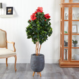 58” Hibiscus Artificial Tree in Gray Planter with Stand