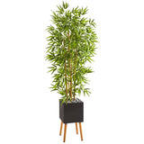 59” Bamboo Artificial Tree in Black Planter with Stand