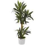 59” Yucca Artificial Plant in White Tin Planter