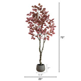 6’ Artificial Autumn Dogwood Fall Tree in Deco Planter