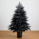 6' Artificial Halloween Real Touch Black Norfolk Pine Christmas Tree with Natural Look