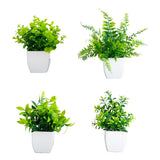6” Artificial Mixed Botanical Plant in White Square Pot - Set of 4