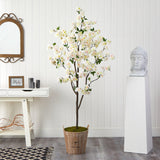 6’ Cherry Blossom Artificial Tree in Farmhouse Planter