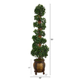 6’ English Ivy Topiary Spiral Artificial Tree in Decorative Planter (Indoor/Outdoor)
