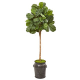 6’ Fiddle Leaf Fig Artificial Tree in Metal Planter