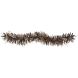 6' Flocked Artificial Christmas Garland with 50 White Warm LED Lights and Pine Cones