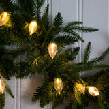 6' Pre-Lit Artificial Luxembourg Pine Christmas Garland with 35 Multicolored Traditional Bulb LED Lights