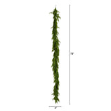6' Pre-Lit Artificial Real touch Norfolk Island Pine Garland with 35 Warm White LED Lights and Natural Look