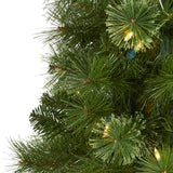 6' Green Pencil Artificial Christmas Tree with 150 Clear (Multifunction) LED Lights and 264 Bendable Branches