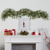 6' North Carolina Pine Artificial Christmas Garland with 30 Warm White LED Lights and Pinecones