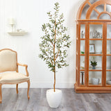 6’ Olive Artificial Tree in White Planter