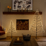 6' Pre-Lit Artificial Halloween Black Starburst Tree with 1680 Fairy Warm White LED Lights