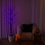 6' Pre-Lit Artificial Halloween Twig Tree with 480 Orange & Purple LED Lights