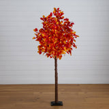 6' Pre-Lit Autumn Artificial Fall Tree with 300 Warm White LED Lights
