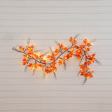 6' Pre-Lit Autumn Maple Artificial Fall Garland with 54 Warm White LED Lights