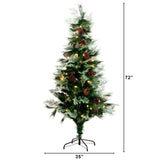 6' Pre-Lit Fiber Optic Artificial Pinecone & Berries Christmas Tree with 64 Warm White LED Lights